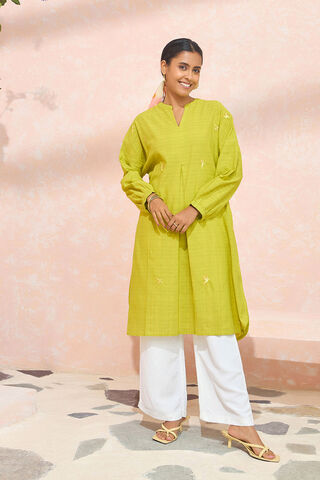 Light Green Pure Cotton Embroidered Kurta thumbnail image number null