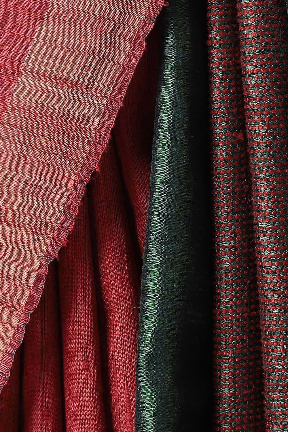 Dark Red Pure Khadi Silk Bhagalpuri Saree image number null