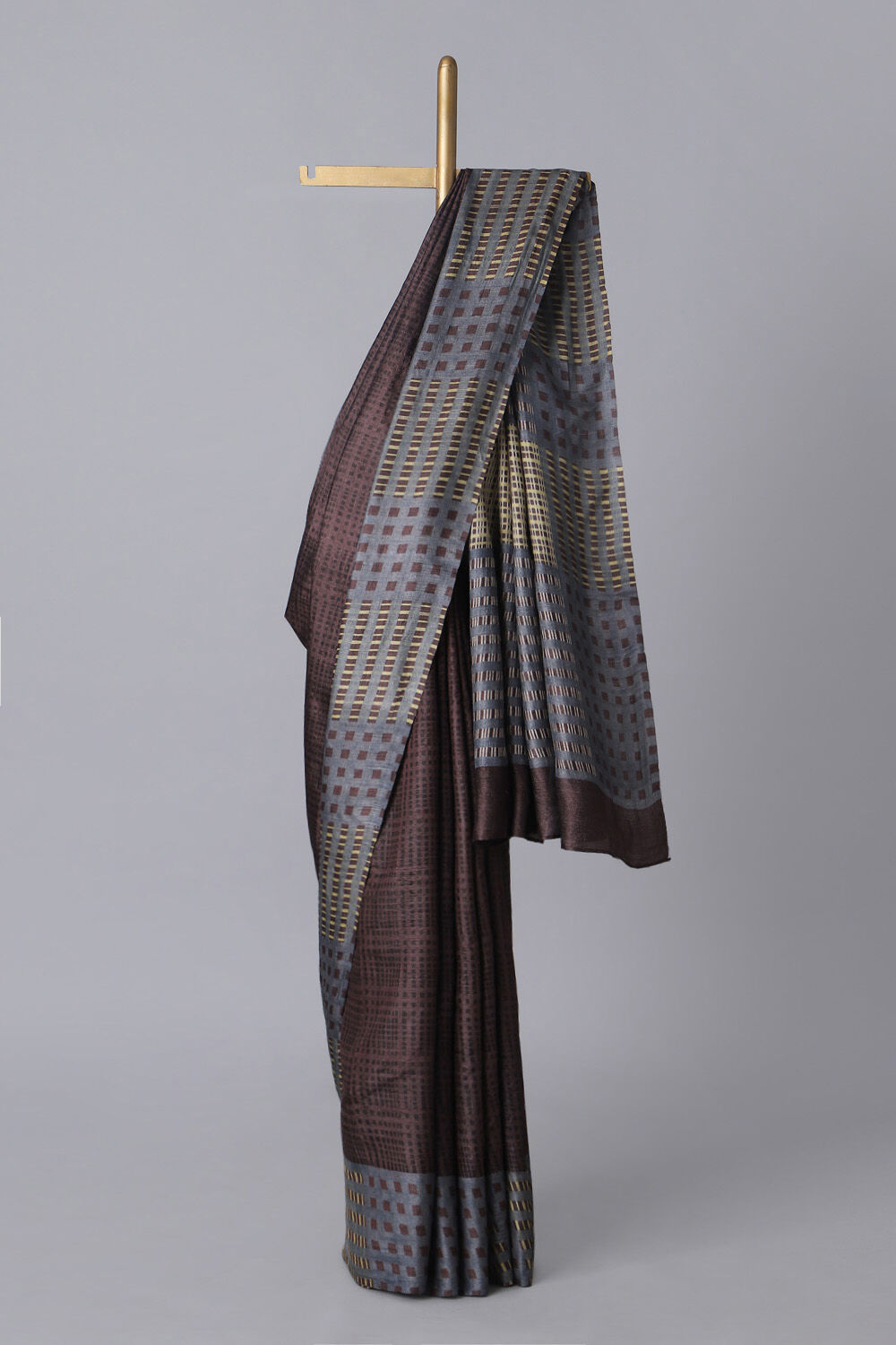 Brown Pure Tussar Silk Printed Saree image number null