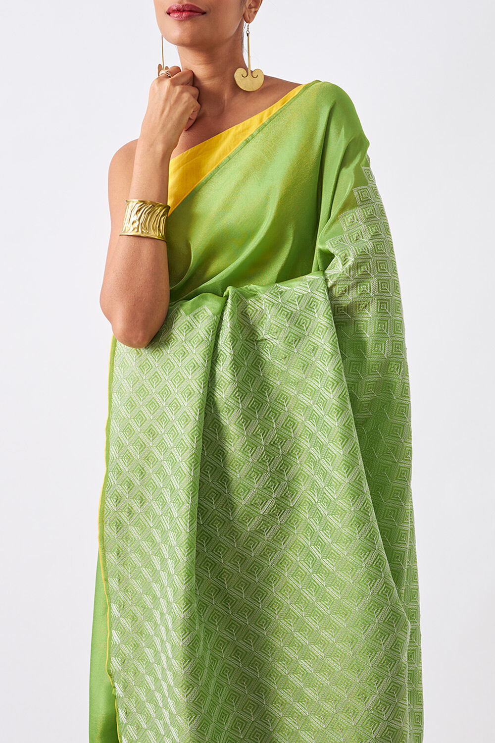 Light Green Pure Organza Tissue Embroidered Saree image number null