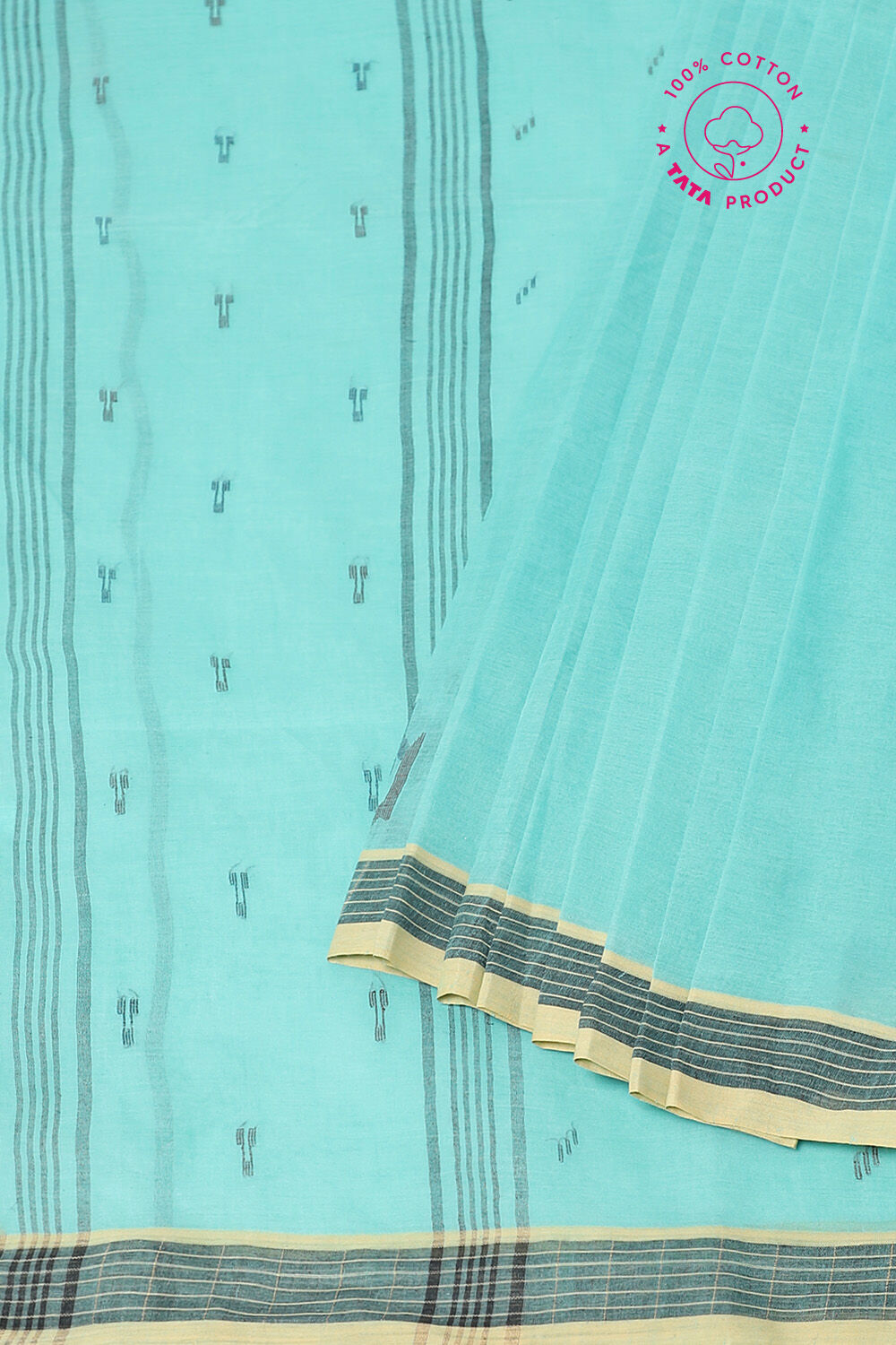 Blue Pure Cotton Bengal Saree image number null