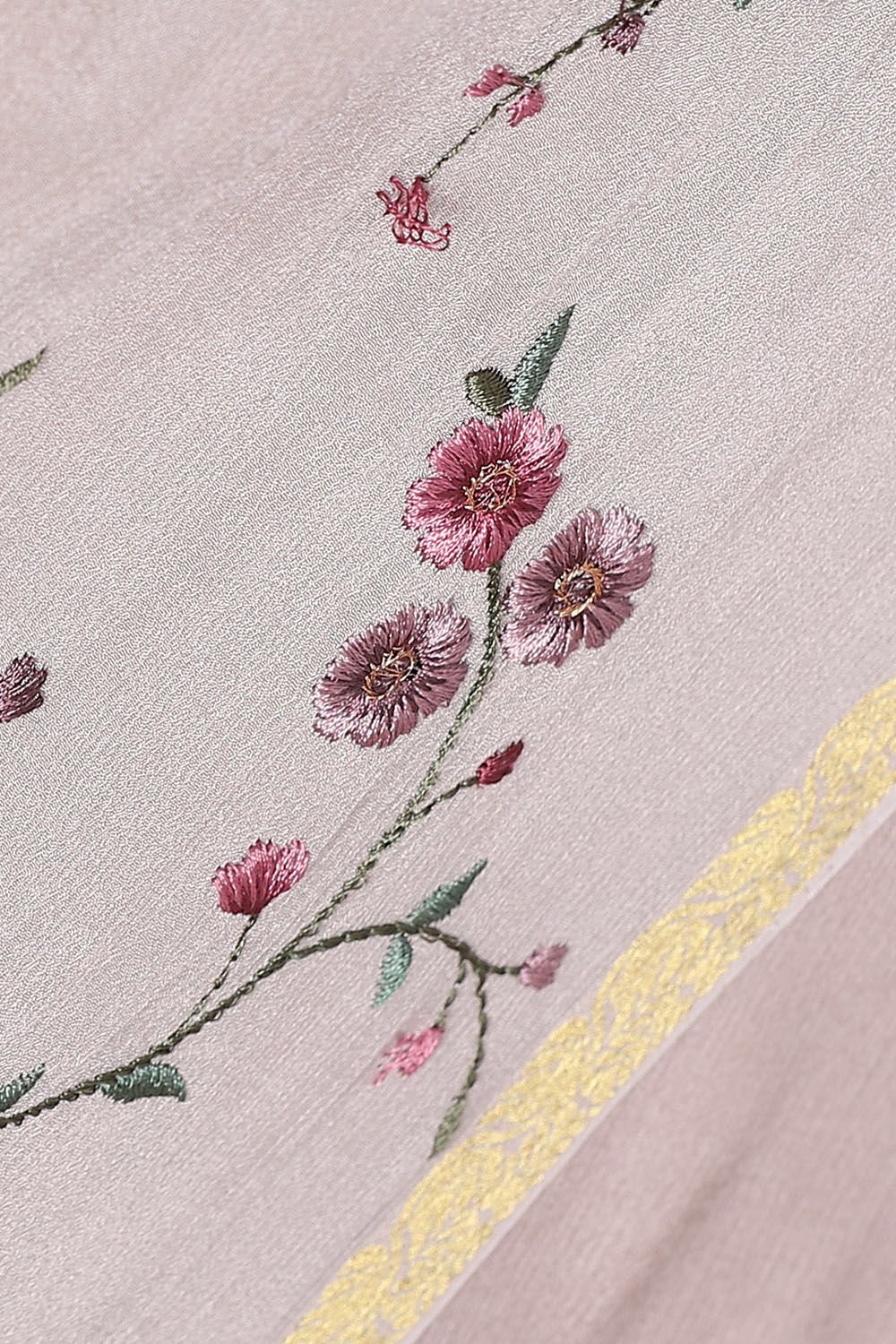 Grey Pure Viscose Embroidered Saree image number null