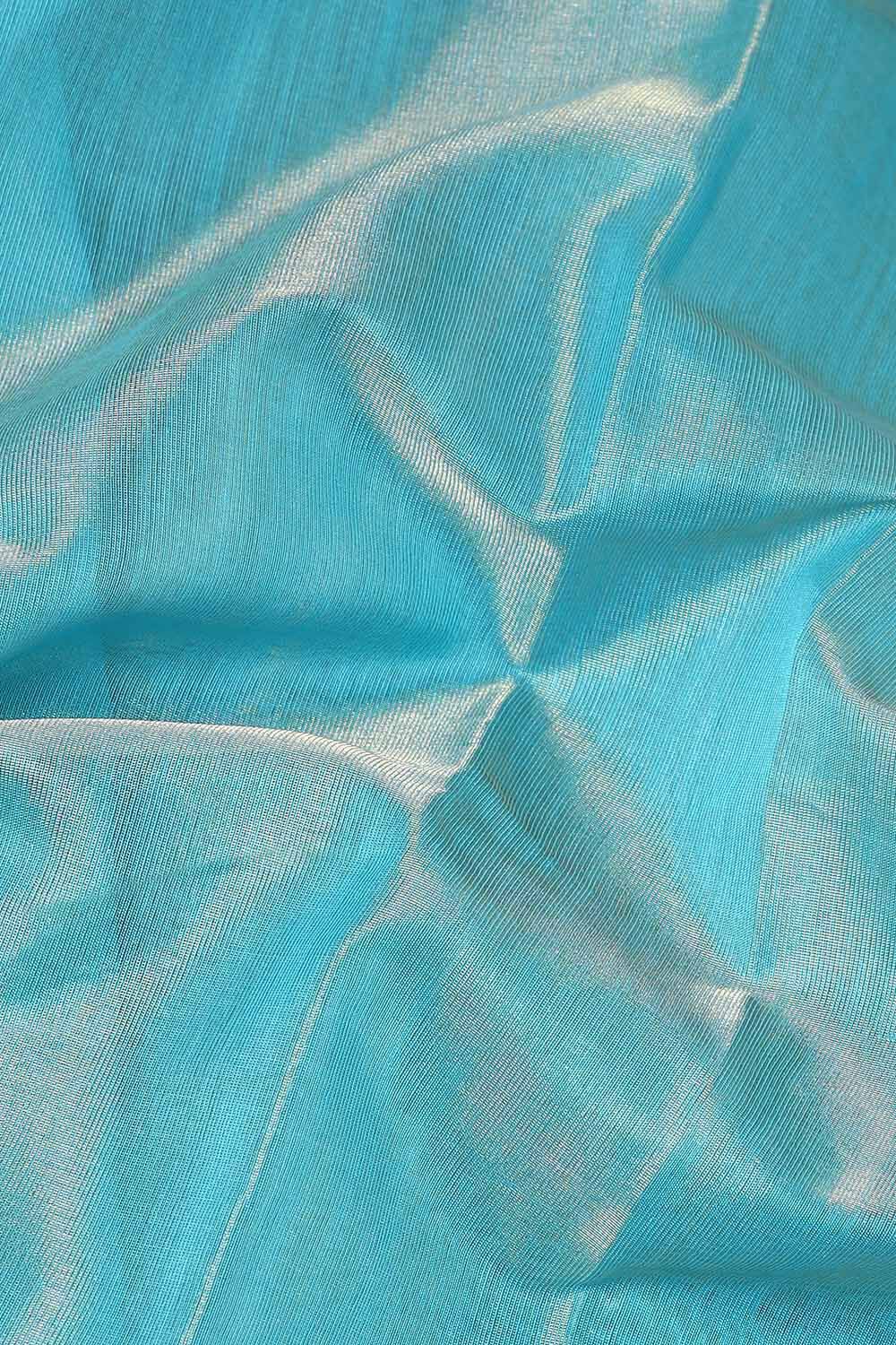 Light Blue Pure Cotton Tissue Chanderi Saree image number null