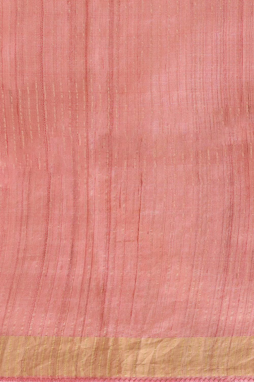 Pink Pure Tussar Embroidered Saree image number null