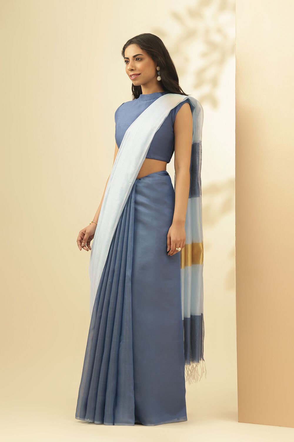 Grey Bhagalpur Woven Pure Tussar Viscose Saree image number null