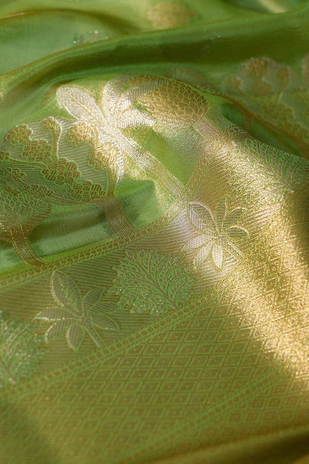 Green Woven Viscose Tissue Saree image number null