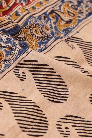 Red Printed Kalamkari Machilipatnam Pure Cotton Saree thumbnail image number null