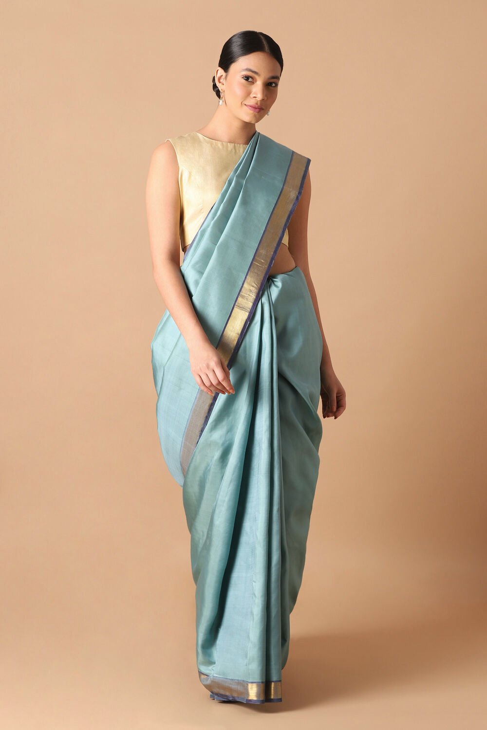 Blue Pure Silk Kanjivaram Saree image number null