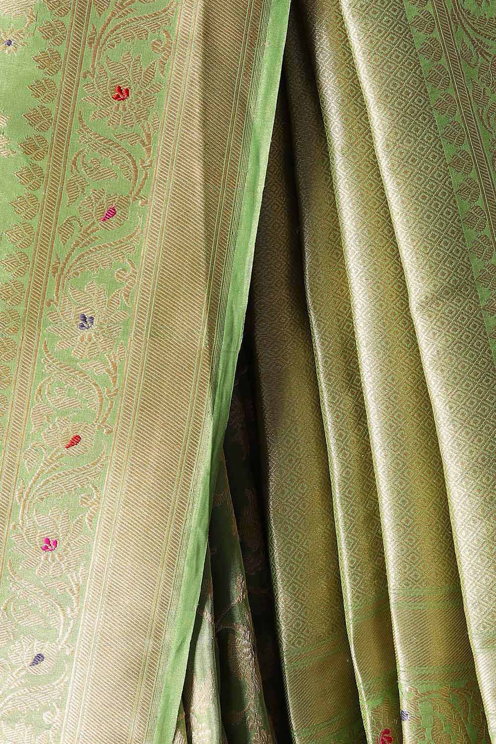 Green Pure Tissue Silk Banarasi Saree image number null