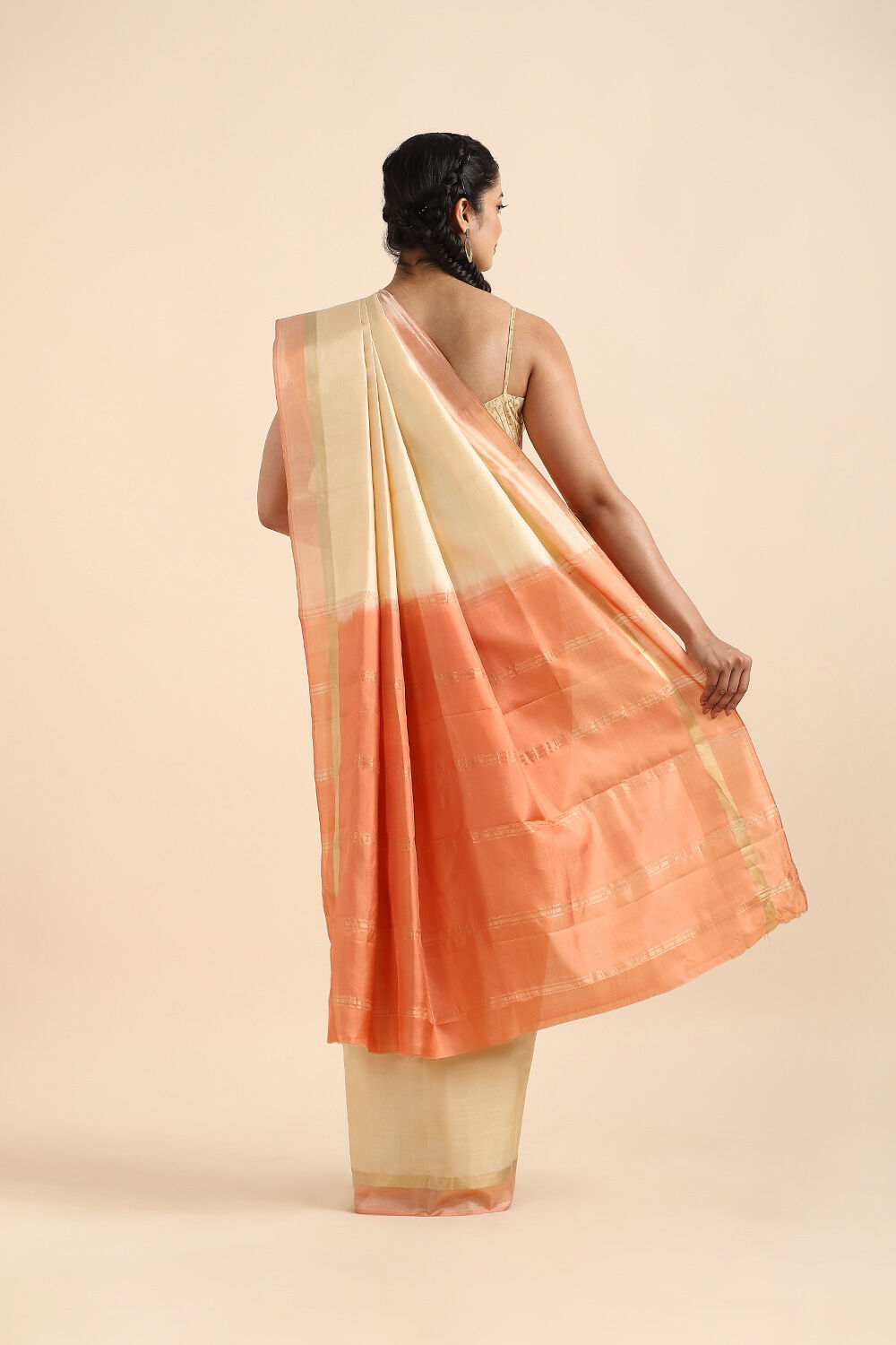 Light Orange Pure Soft Silk Saree image number null
