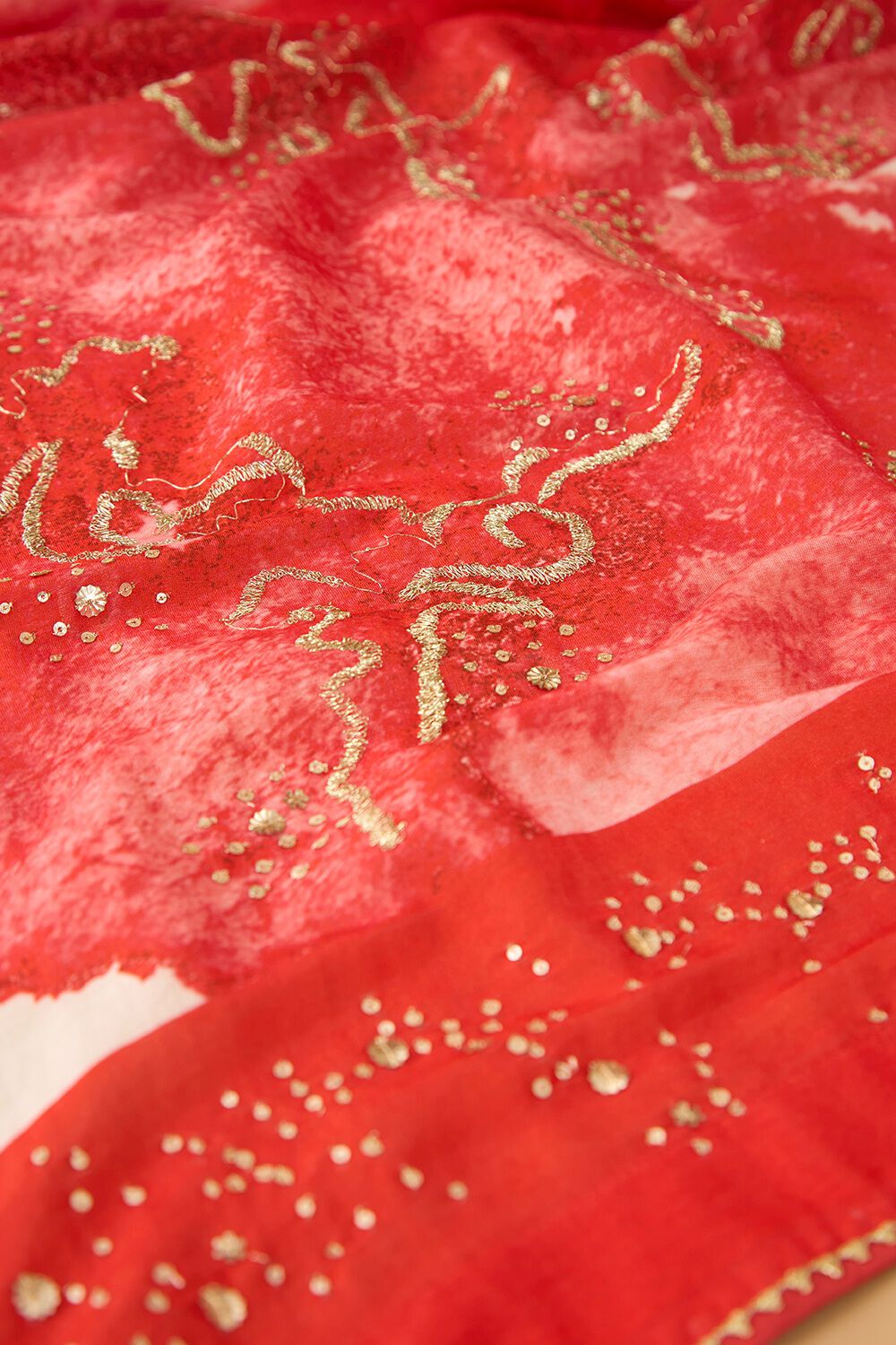 Red Pure Silk Cotton Embroidered Saree image number null