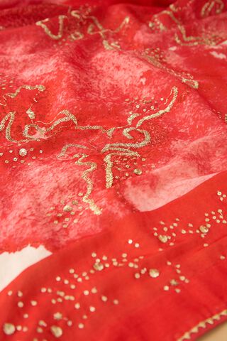 Red Pure Silk Cotton Embroidered Saree thumbnail image number null