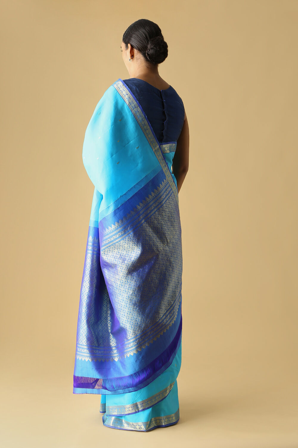Blue Pure Silk Kanjivaram Saree image number null