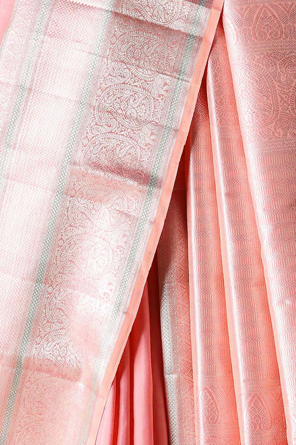 Light Pink Pure Silk Kanjivaram Saree image number null