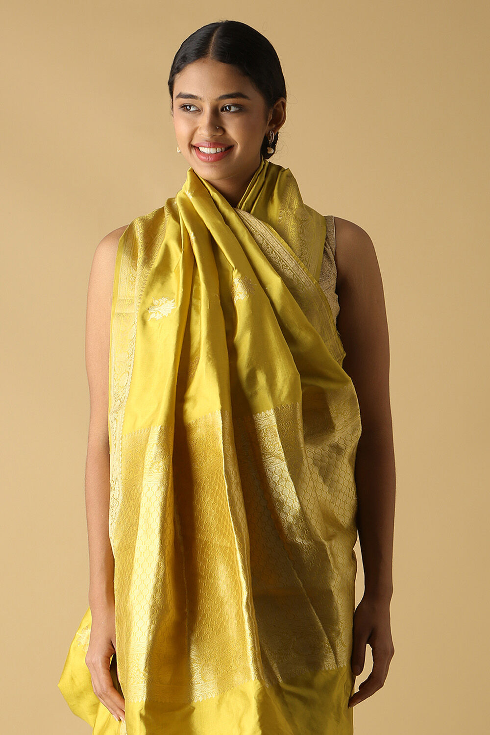 Light Green Pure Silk Banarasi Saree image number null