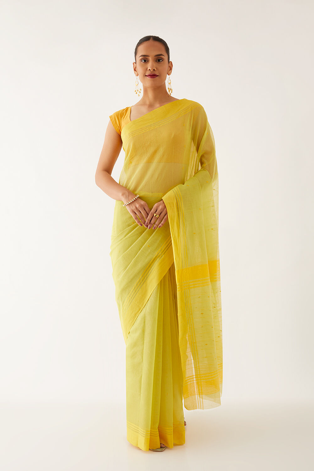 Light Green Pure Silk Cotton Chanderi Saree image number null