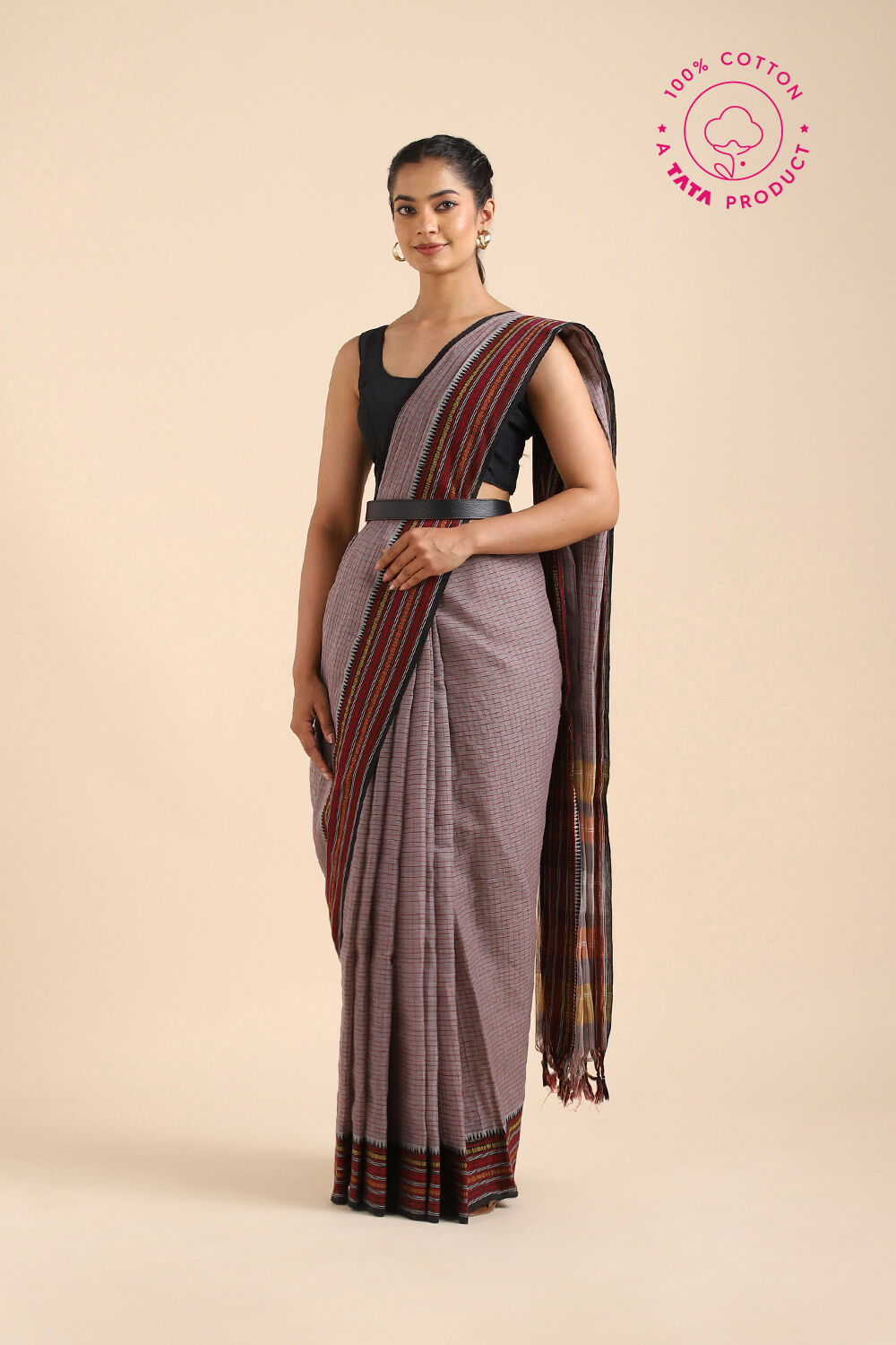Grey Pure Cotton Naranyanpet Saree image number null