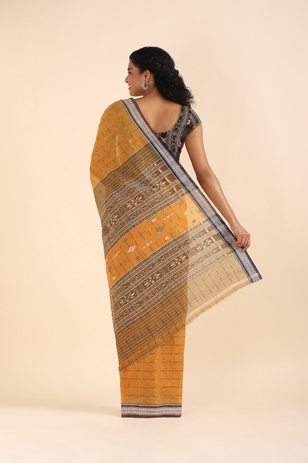 Yellow Pure Cotton Odissa Ikat Saree image number null