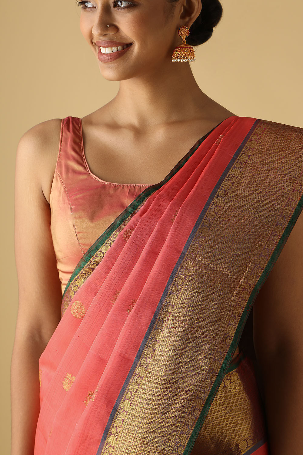 Pink Pure Silk Kanjivaram Saree image number null