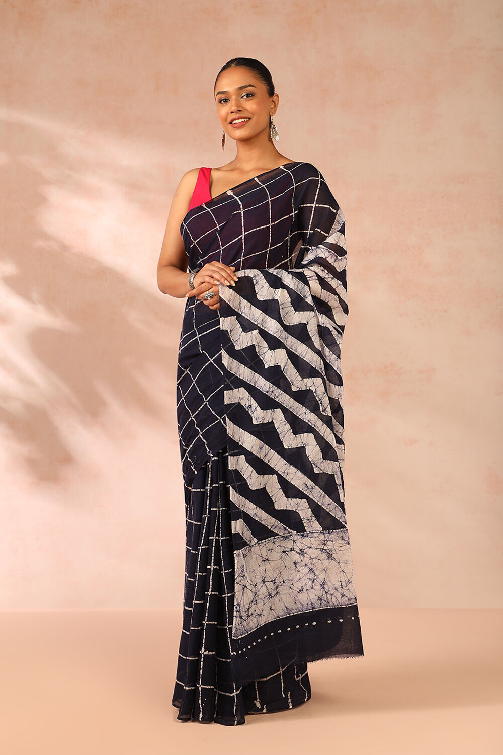 Navy Ujjain Pure Cotton Printed Saree image number null