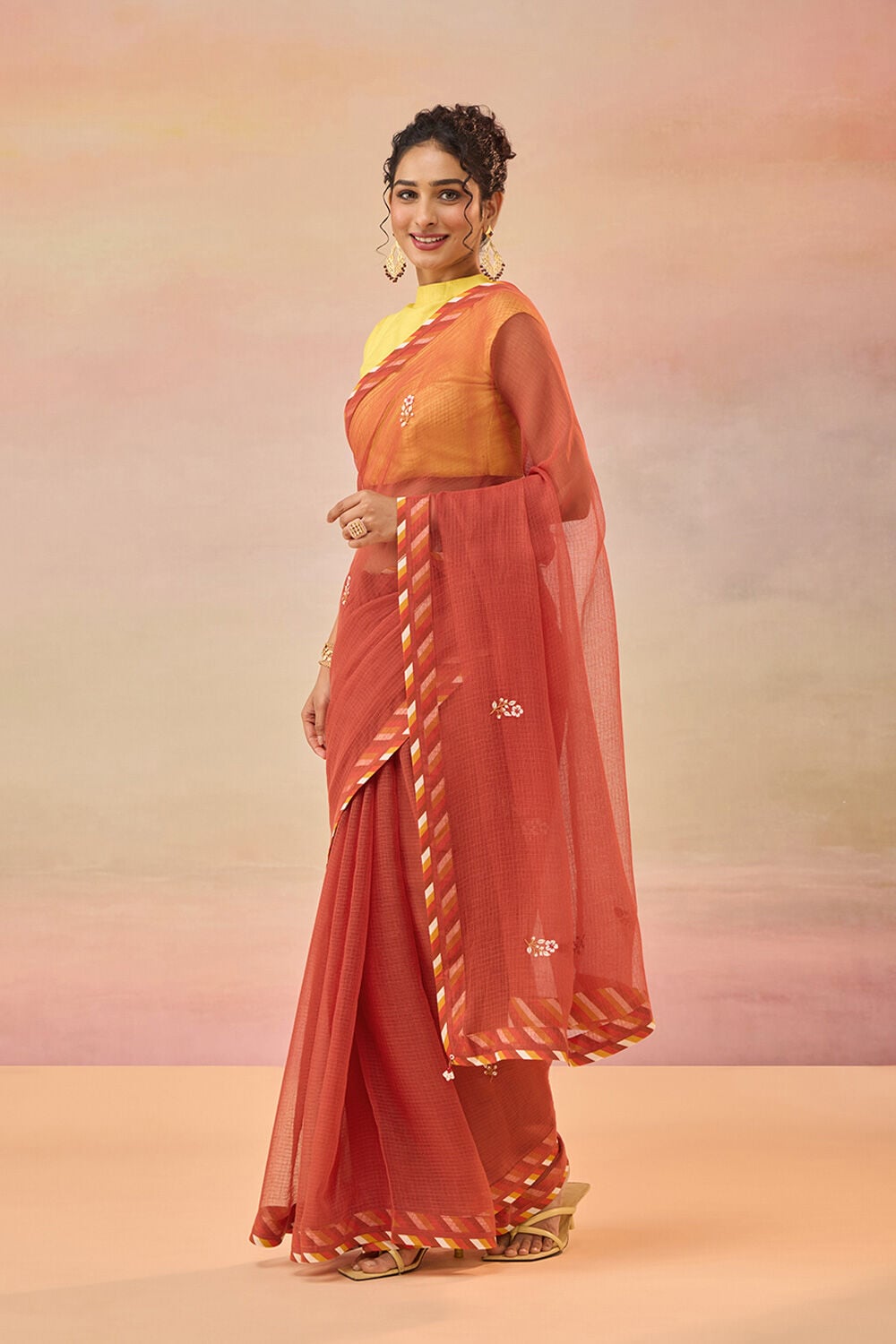 Dark Red Embroidered Pure Cotton Kota Saree image number null