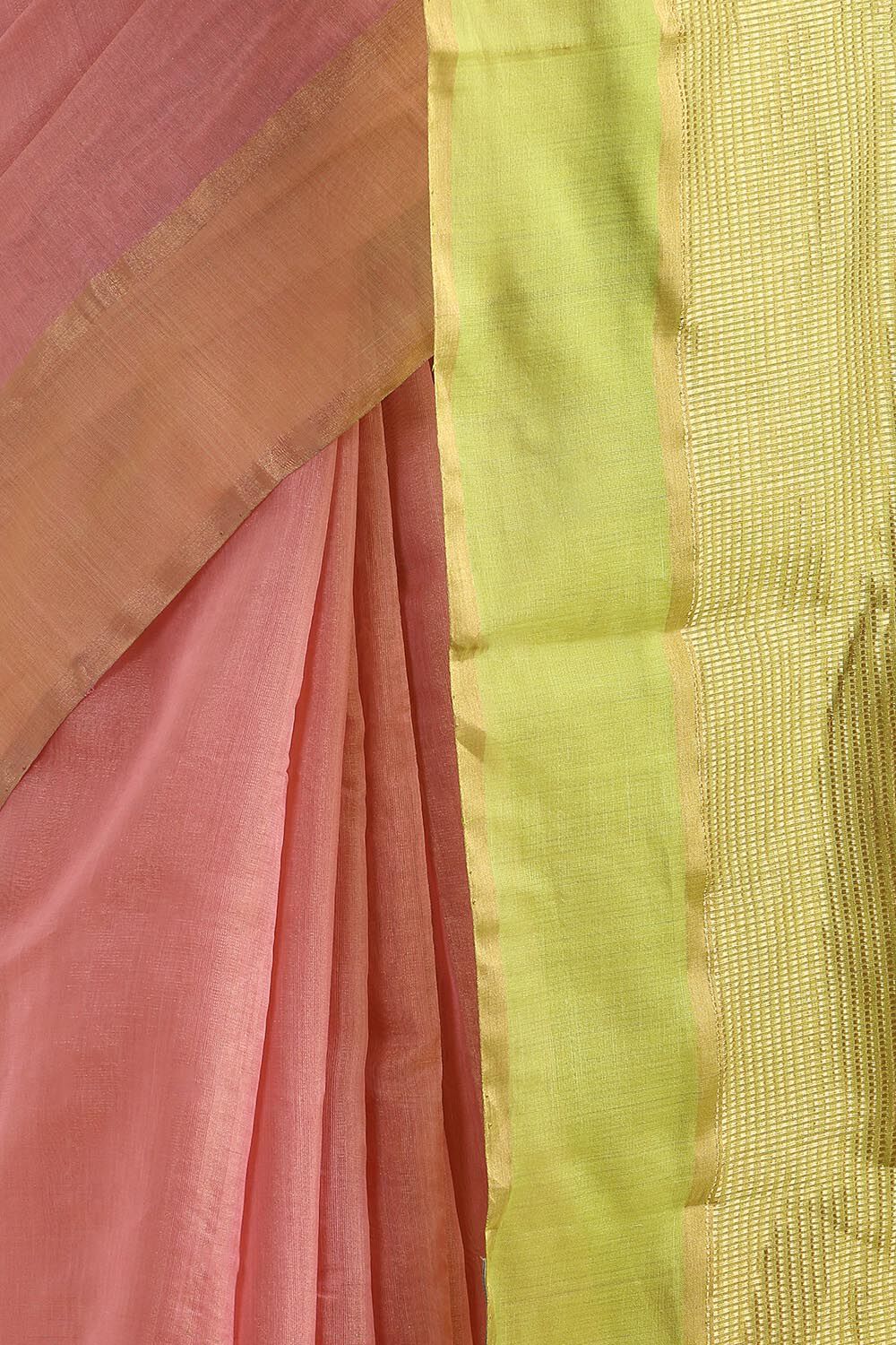 Light Pink Pure Cotton Tissue Chanderi Saree image number null