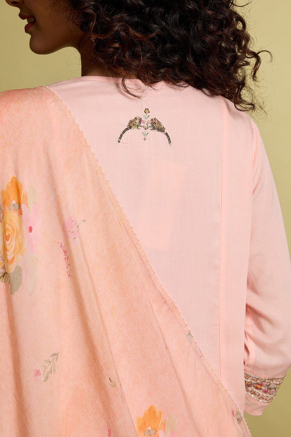 Light Pink Viscose Embroidered Kurta Set image number null