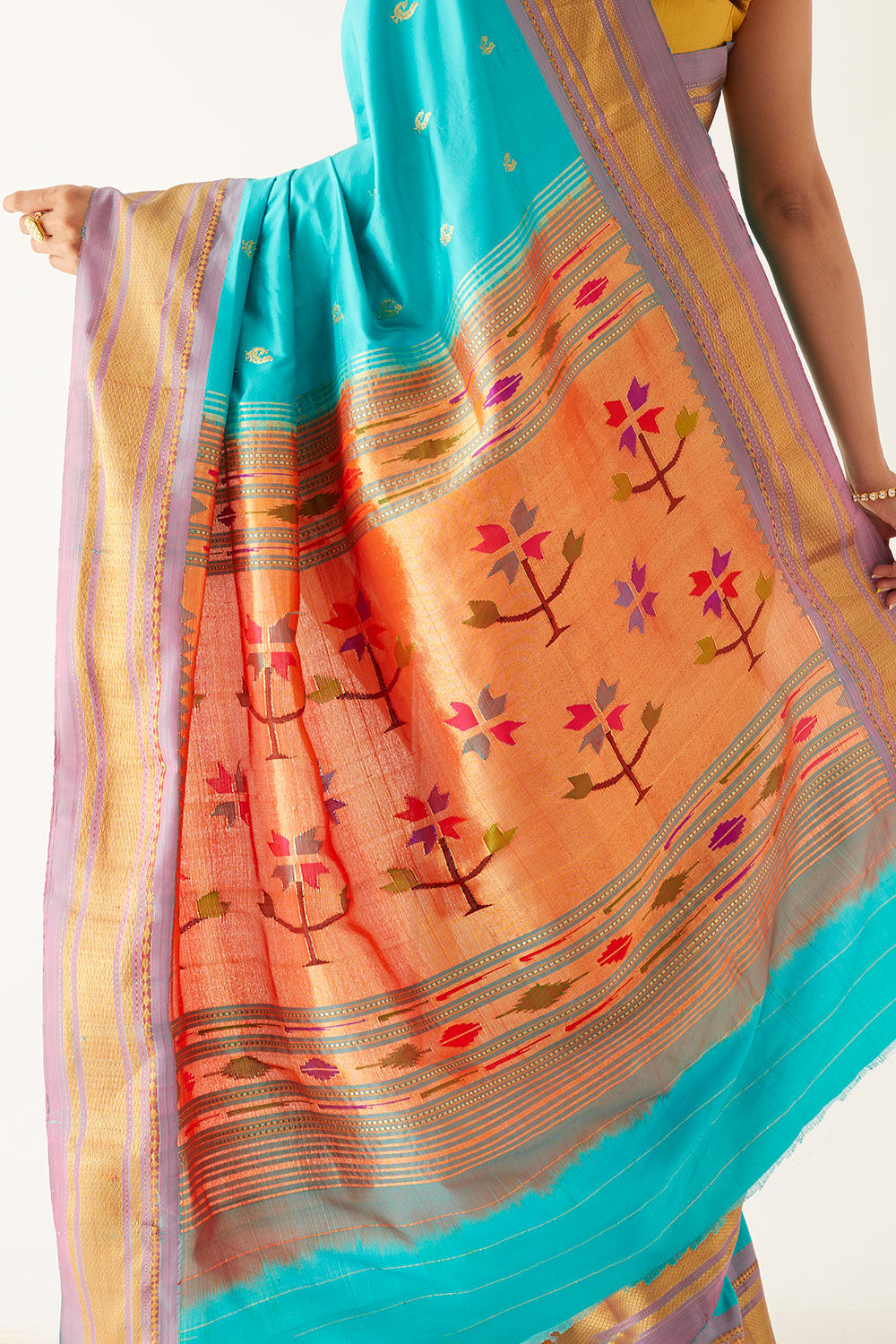 Light Blue Pure Silk Paithani Saree image number null