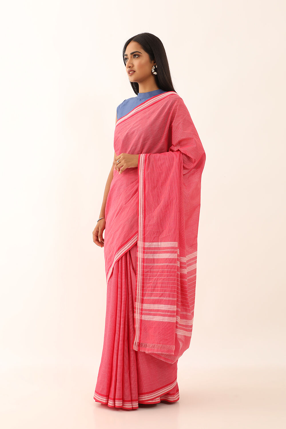 Dark Red Pure Cotton Woven Mangalgiri Saree image number null