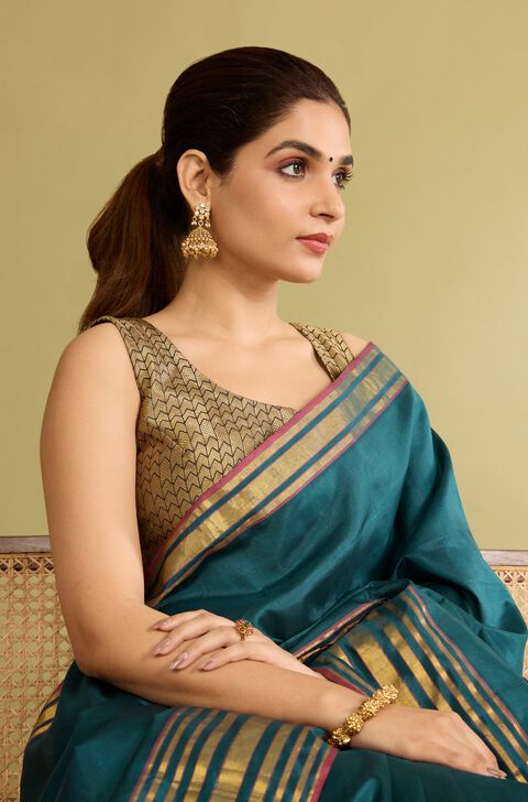 Gold Viscose Brocade Blouse
