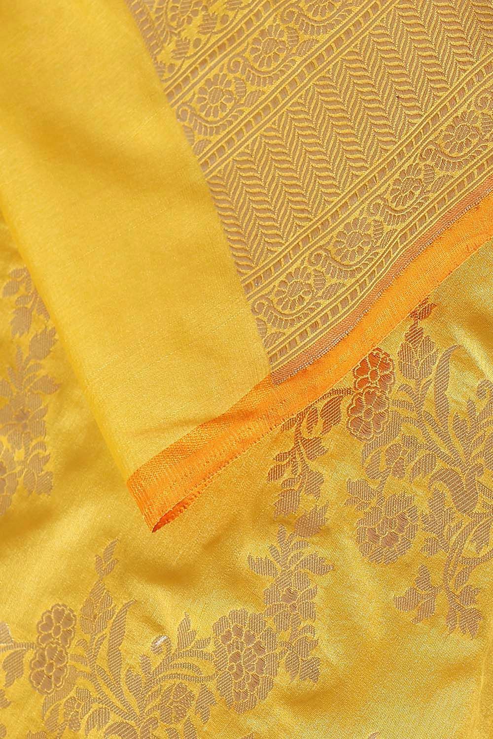 Yellow Pure Silk Banarasi Saree image number null