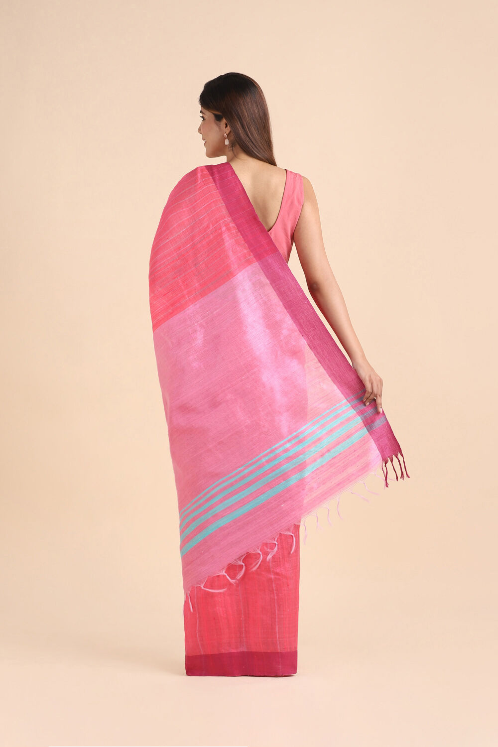 Pink Pure Tussar Silk Bhagalpuri Saree image number null