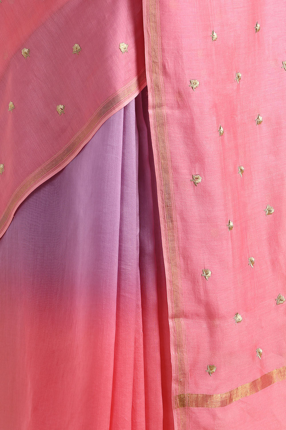 Light Violet Pure Silk Cotton Embroidered Saree image number null