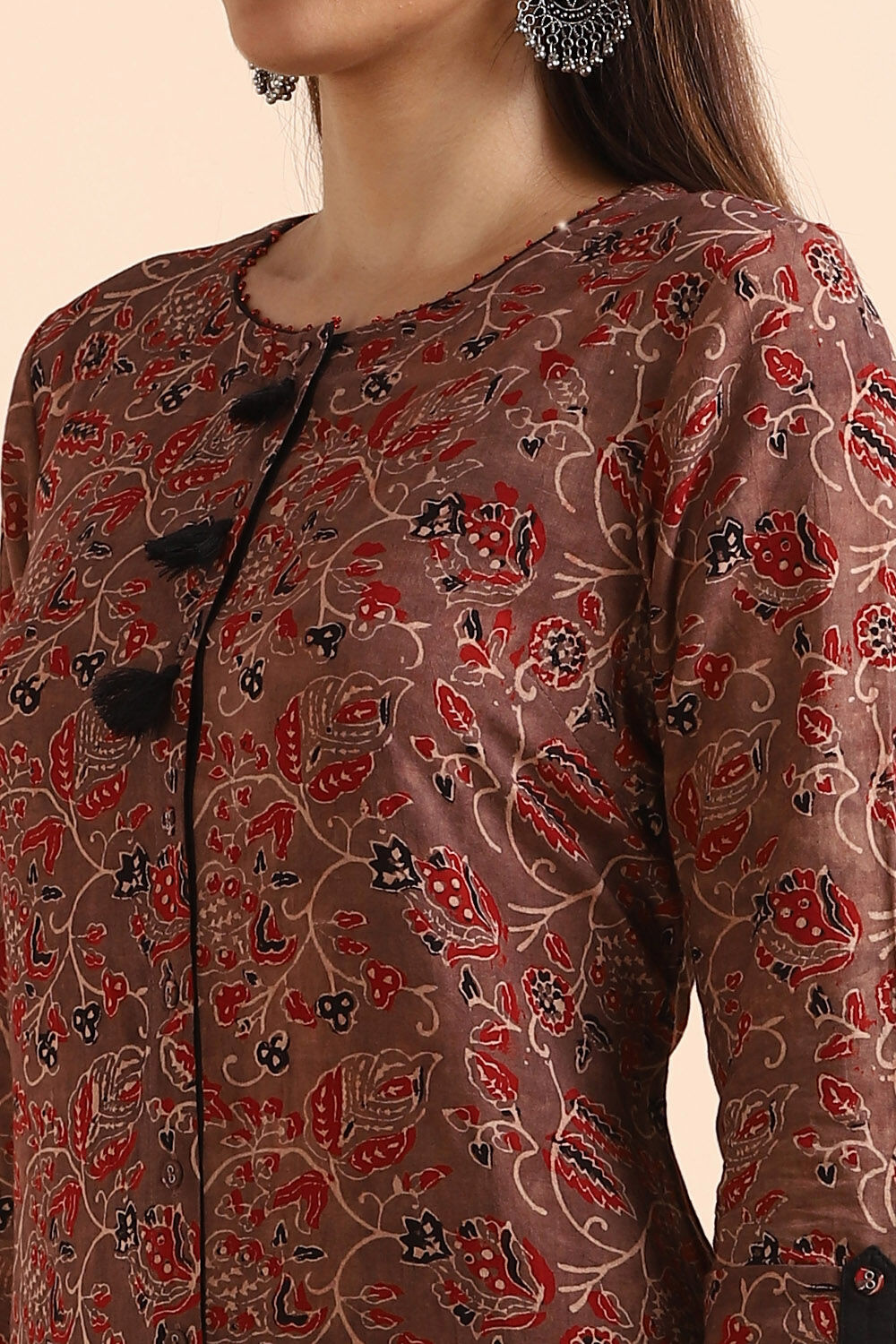Brown Ajrakh Block Printed Cotton Kurta image number null