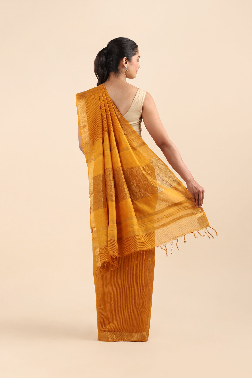 Orange Pure Silk Woven Saree image number null