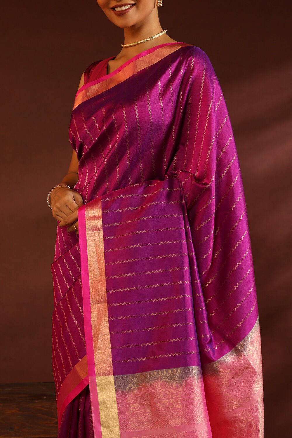 Pink South Pure Silk Woven Saree image number null