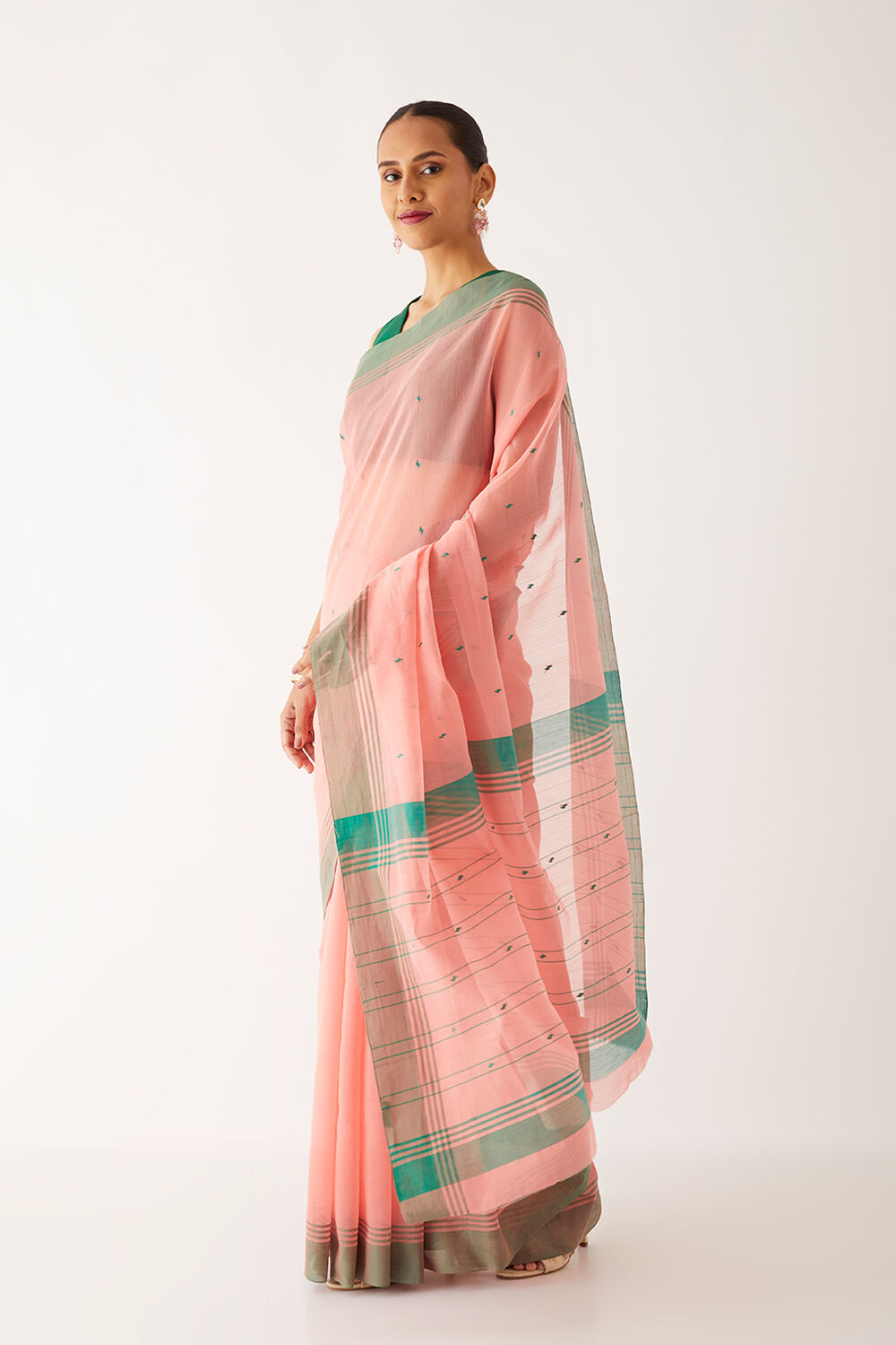 Light Pink Pure Silk Cotton Chanderi Saree image number null