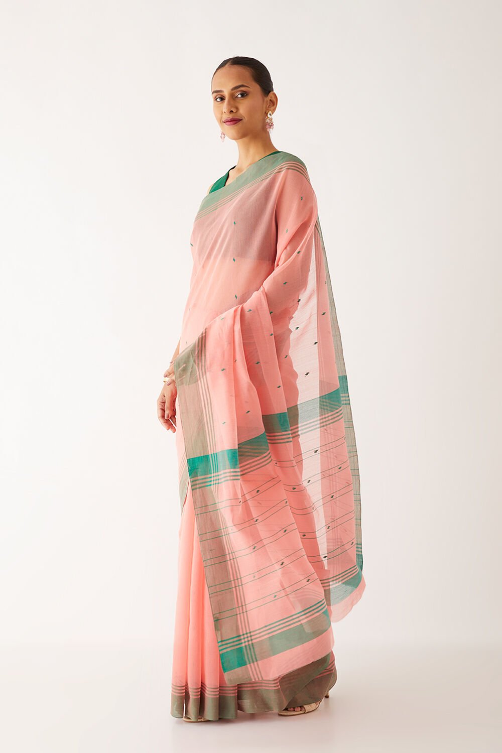 Light Pink Pure Silk Cotton Chanderi Saree image number null