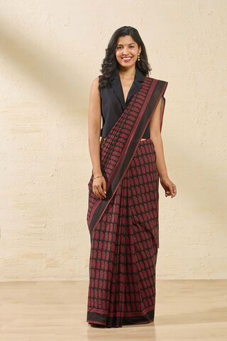 Red Bagh Block Printed Pure Cotton Saree thumbnail image number null