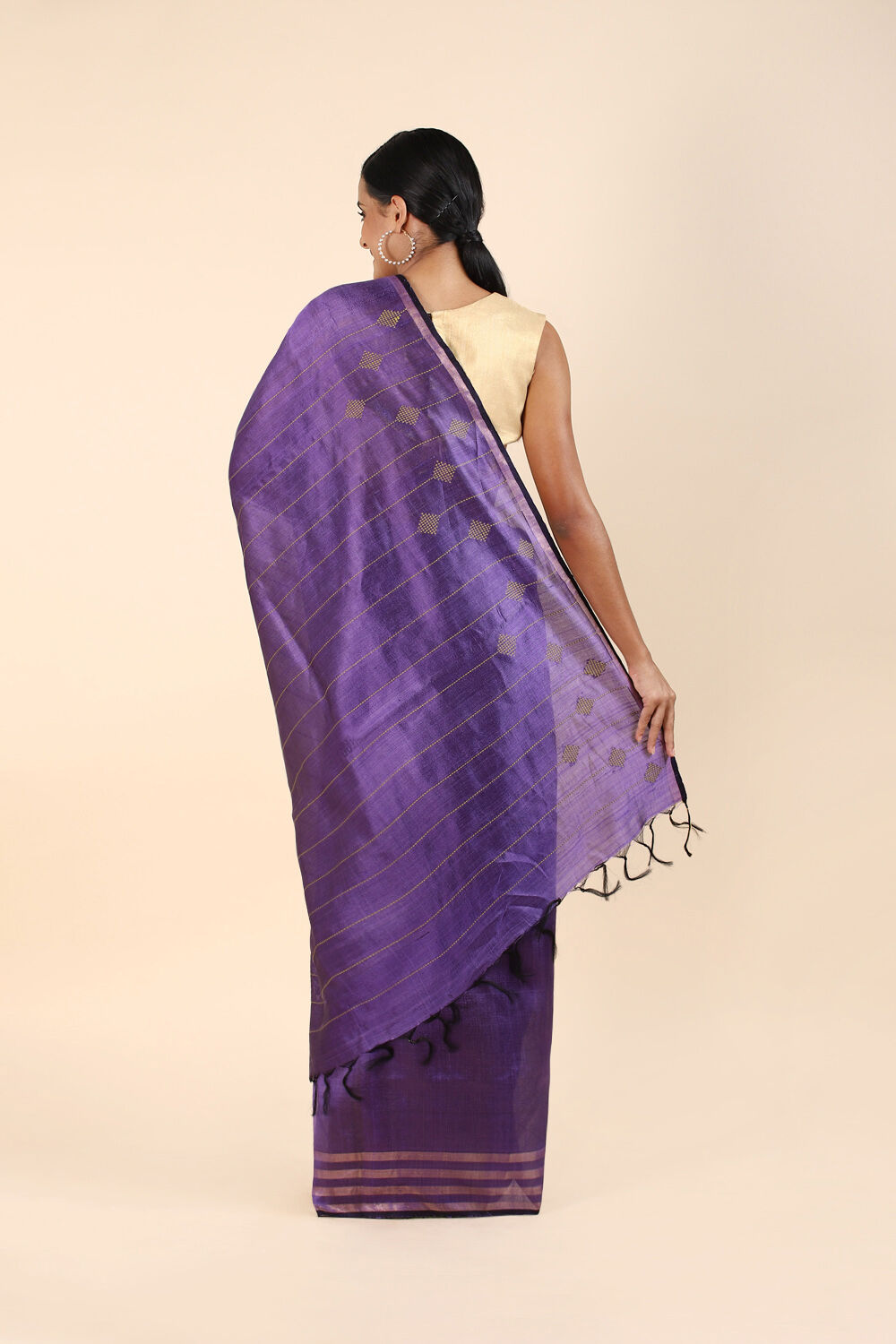 Violet Pure Tussar Silk Bhagalpuri Saree image number null