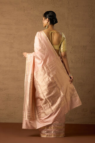 Pink Pure Silk Kadwa Banarasi Saree thumbnail image number null