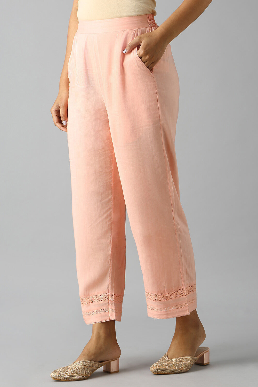 Light Pink Embroidered Viscose Kurta Set image number null