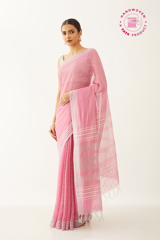 Pink Silk Viscose Woven Bhagalpuri Saree
