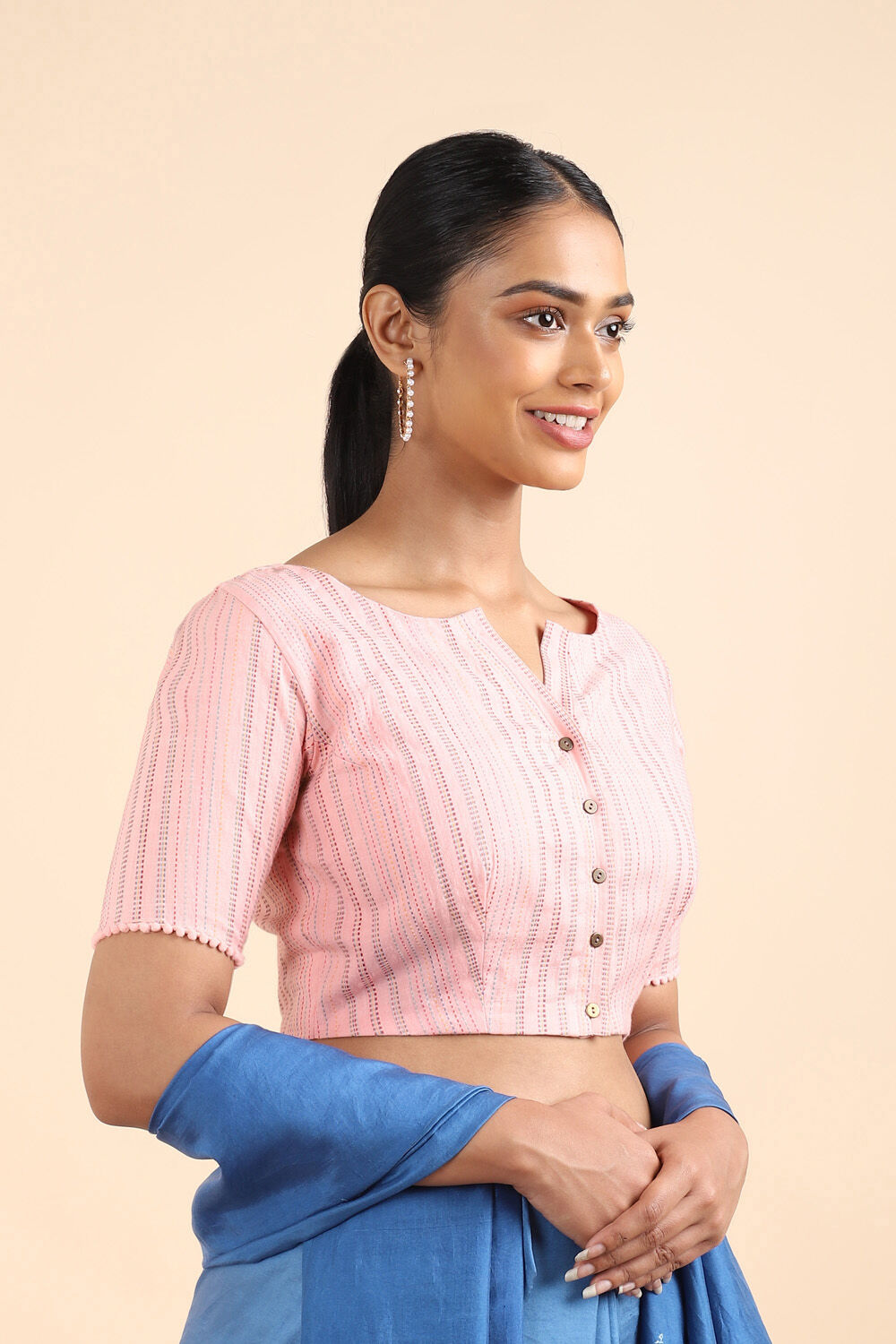 Light Pink Woven Cotton Blouse image number null