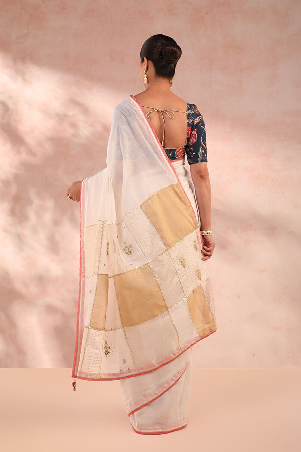 Off White Pure Silk Cotton Embroidery Saree image number null