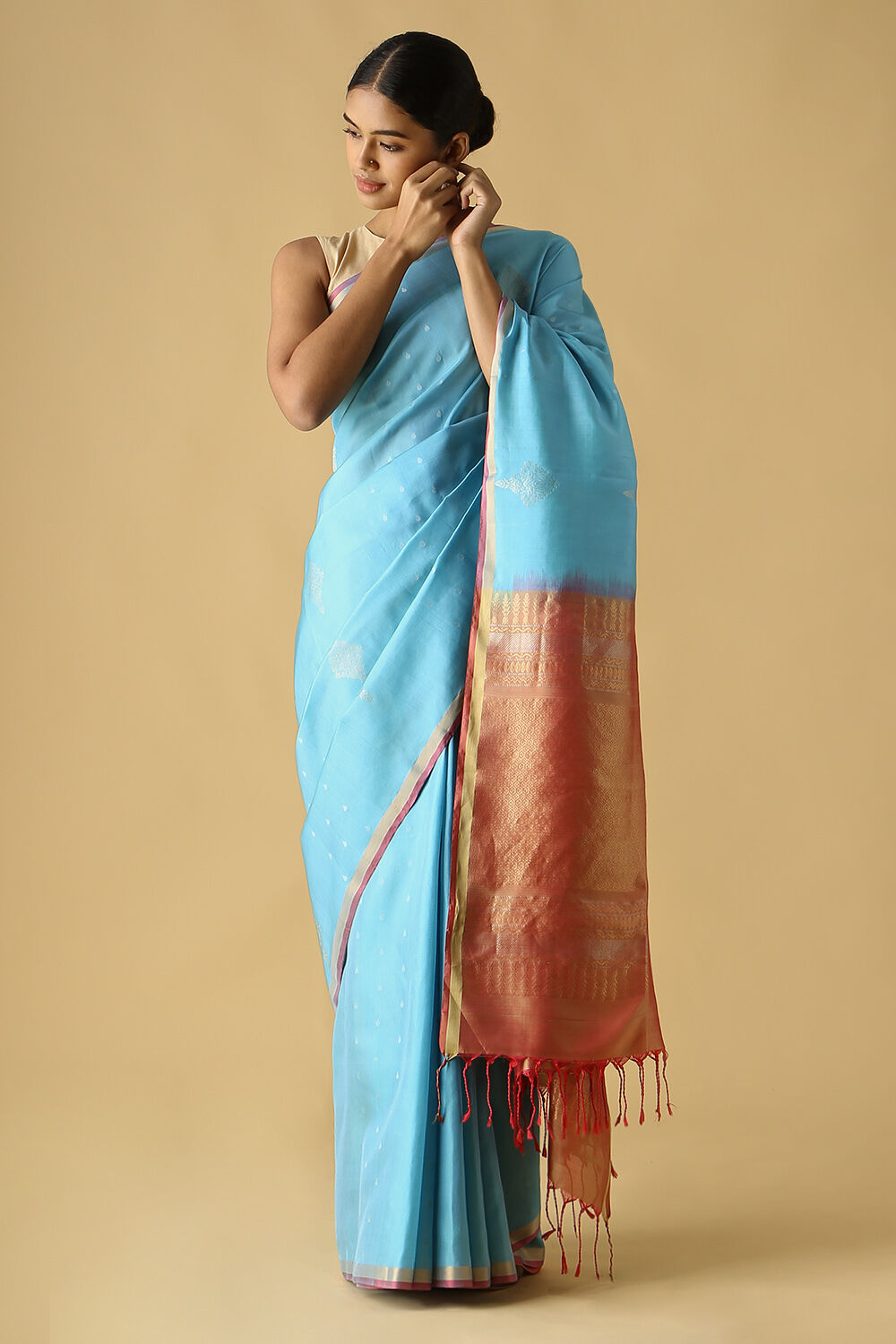 Blue Pure Silk South Saree image number null