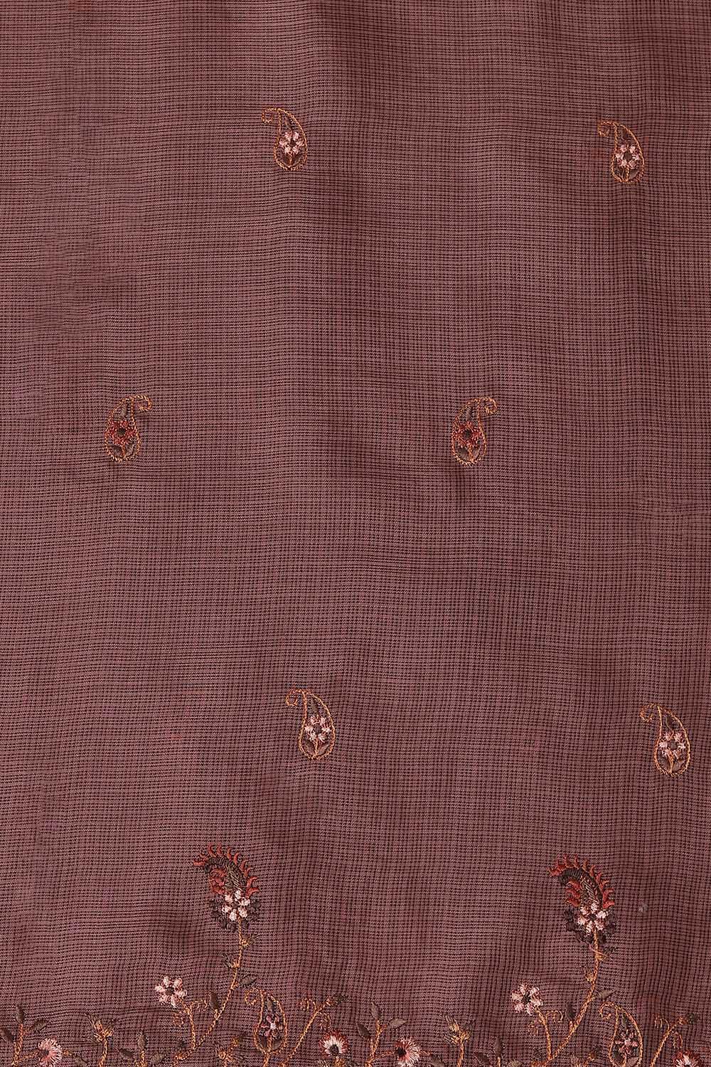Brown Tussar Embroidered Unstitched Suit Set image number null