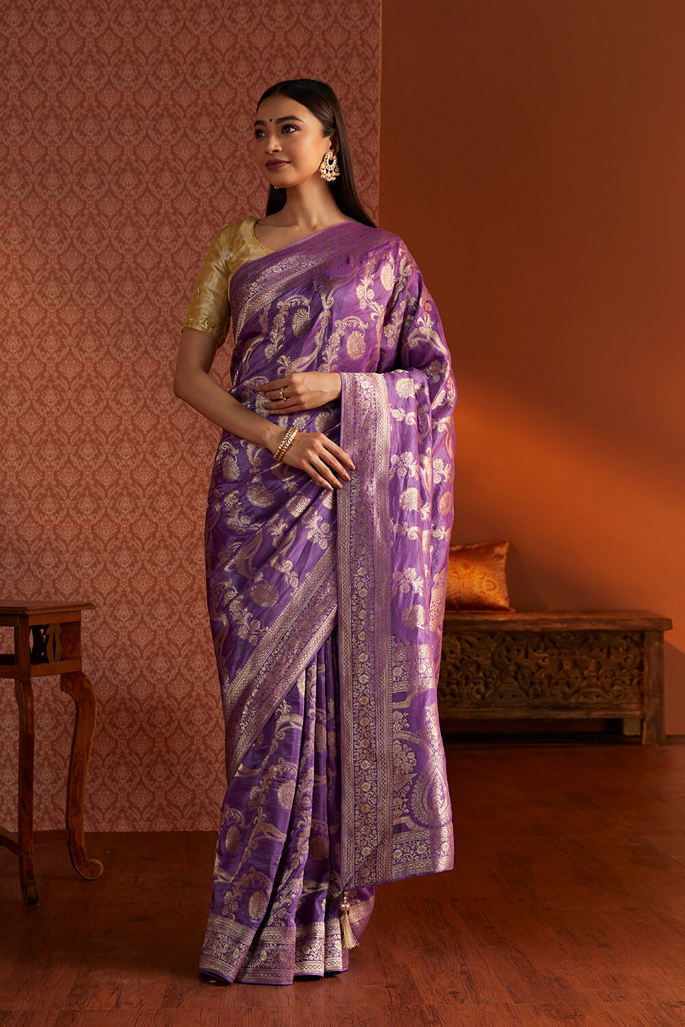Purple Woven Luxe Saree image number null