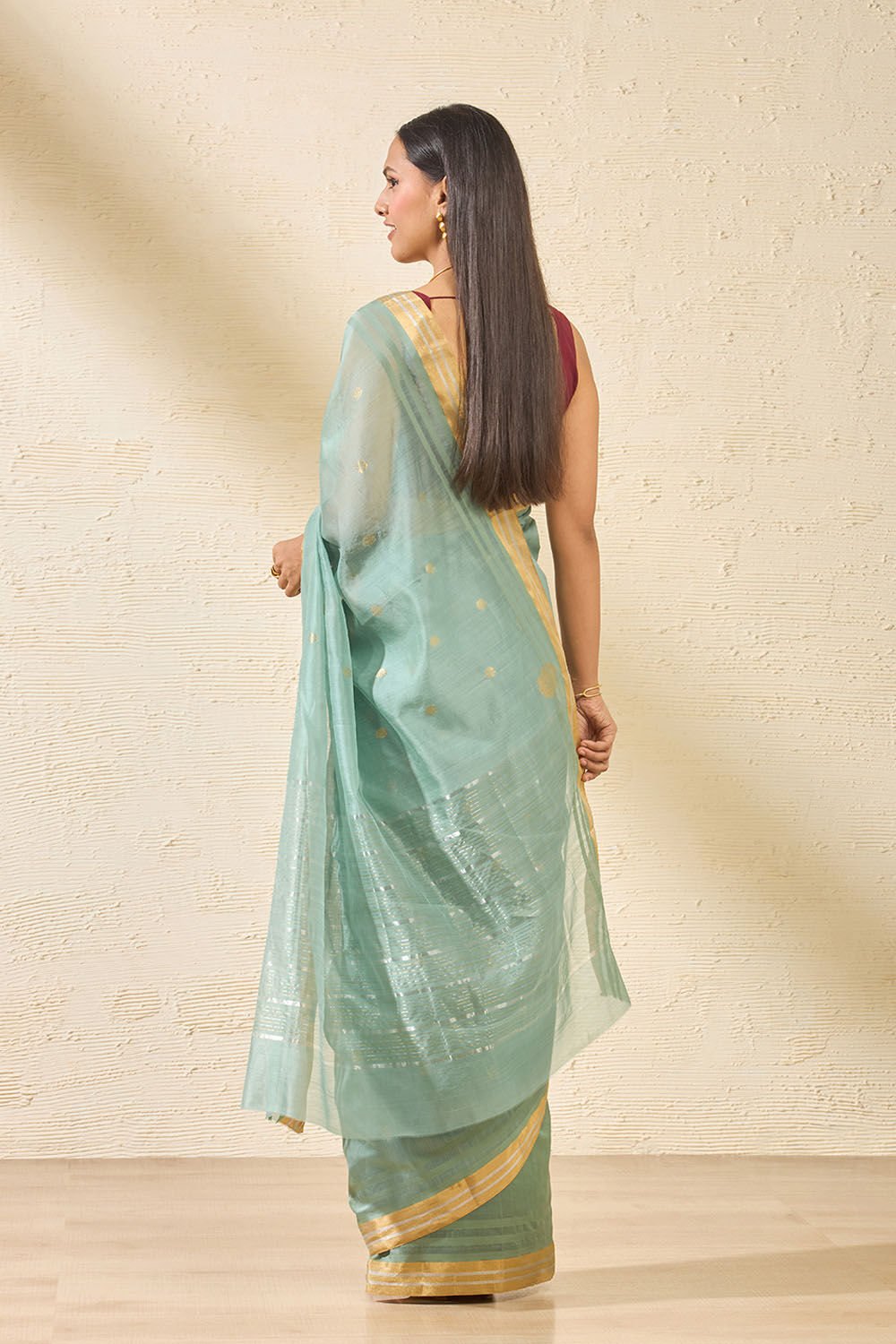 Green Woven Pure Silk Cotton Chanderi Saree image number null