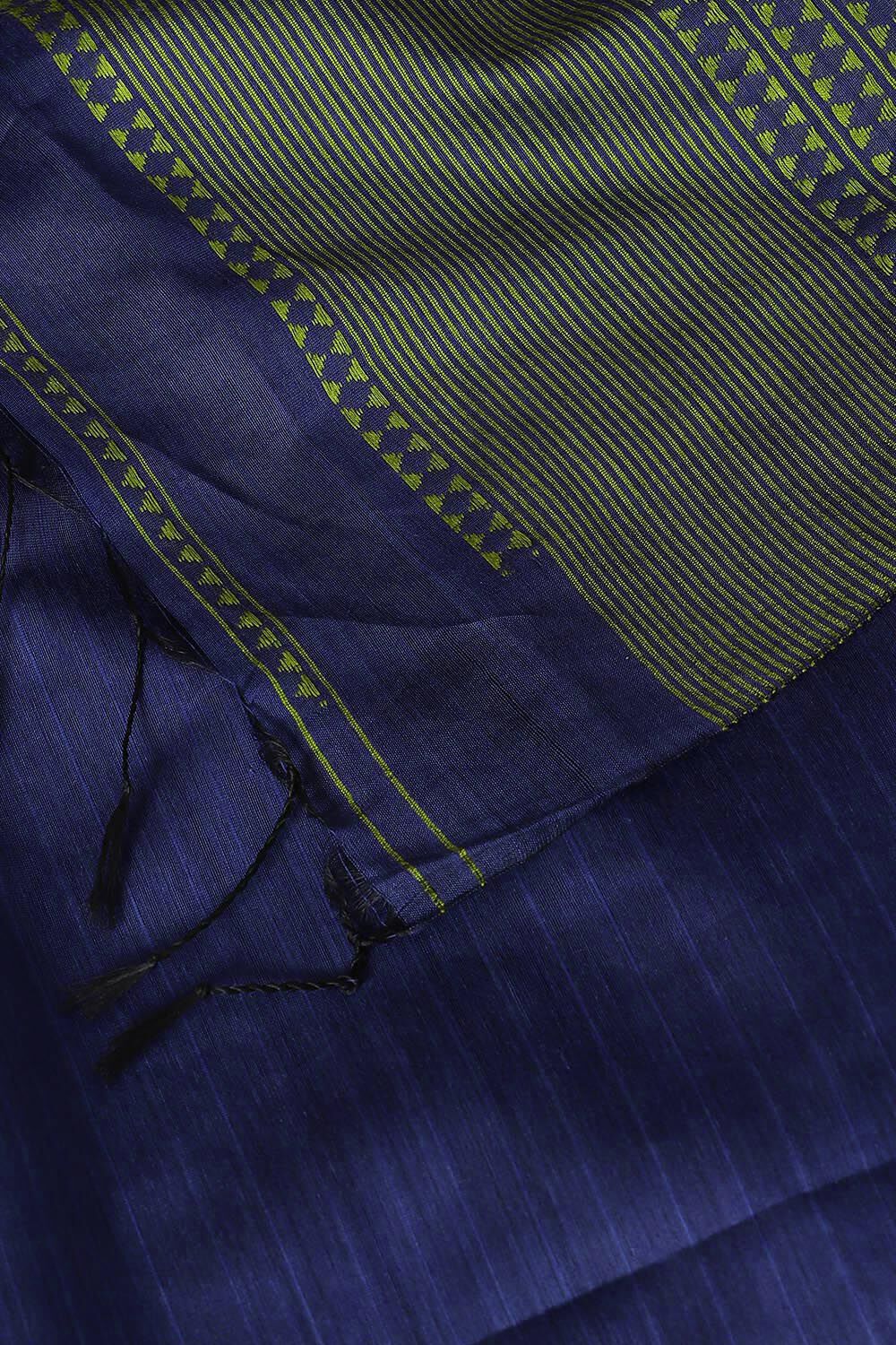 Dark Blue Pure Silk Cotton Bengal Saree image number null